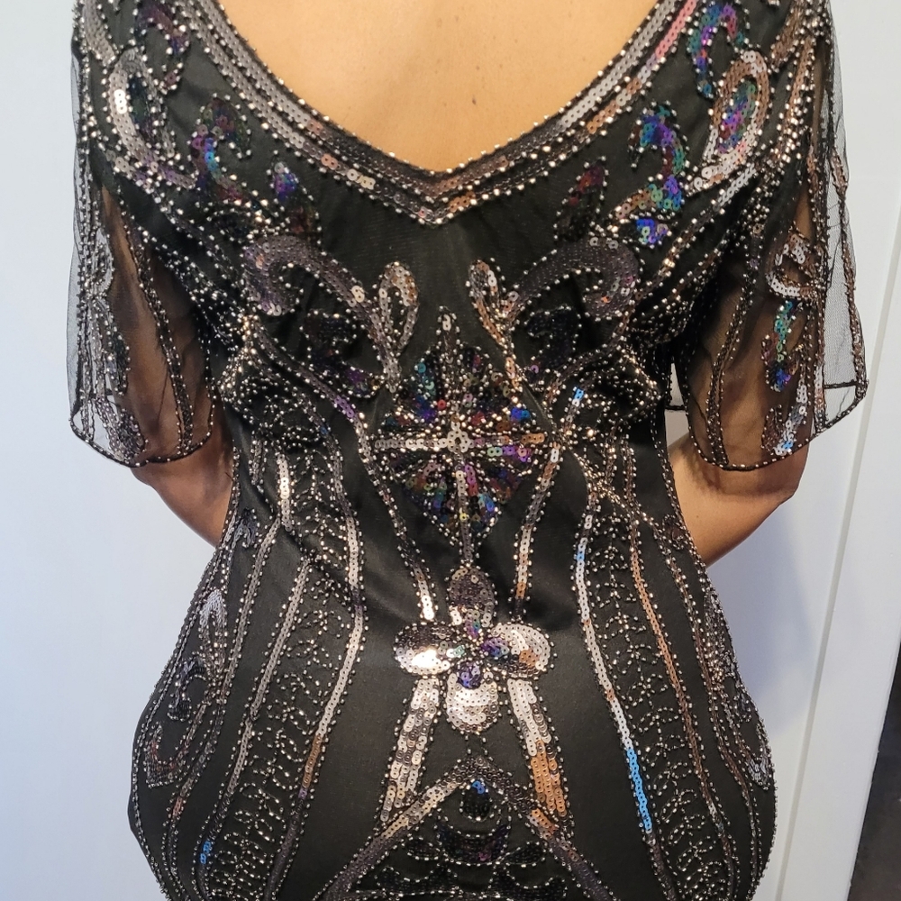 Elegant Black Beaded Dress